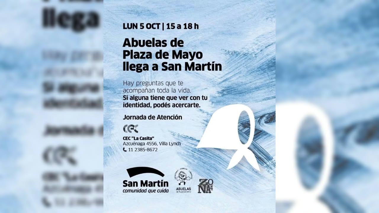 En busca de los nietos desaparecidos: Abuelas de Plaza de Mayo brindará asesoramiento sobre identidad en San Martín